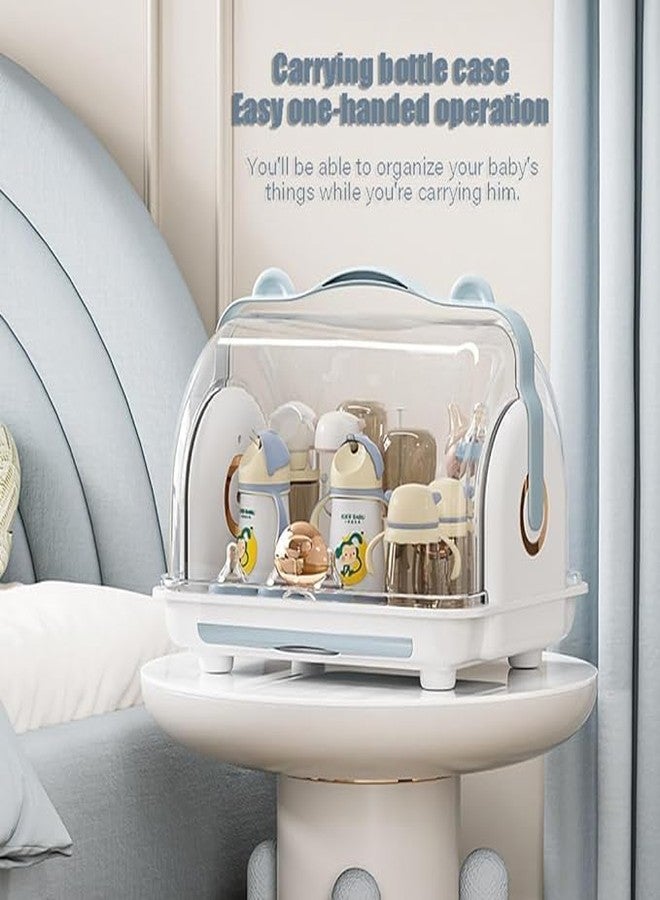 EVVIX Milk Bottle Storage Box, Baby Bottle Drying Rack Storage, Baby Drying Rack with Cover, Portable Drying Rack for Baby Bottles, Bottle Drying Rack Space Saving (Blue) - Image 3