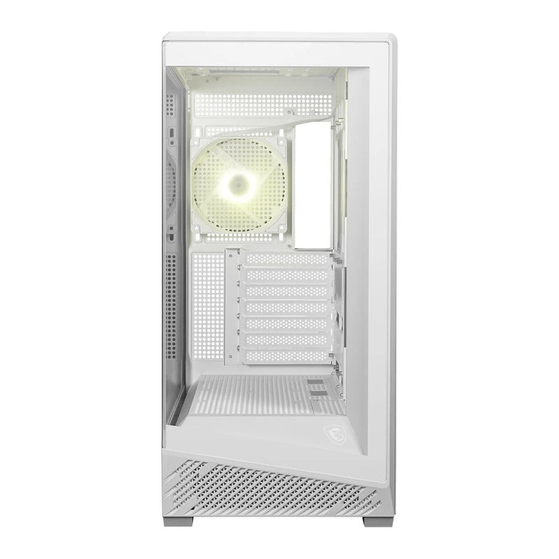 إم اس أي MSI MAG PANO 130R PZ Mid-Tower Gaming PC Case – 270° Tempered Glass, ARGB Fans, Vertical GPU Support, 10 Fan Mounts, 360mm Radiator Support, Tool-Free Panels, USB Type-C & USB 3.2, Magnetic Dust Filters, White | 306-7G32W21-HH9 - Image 3