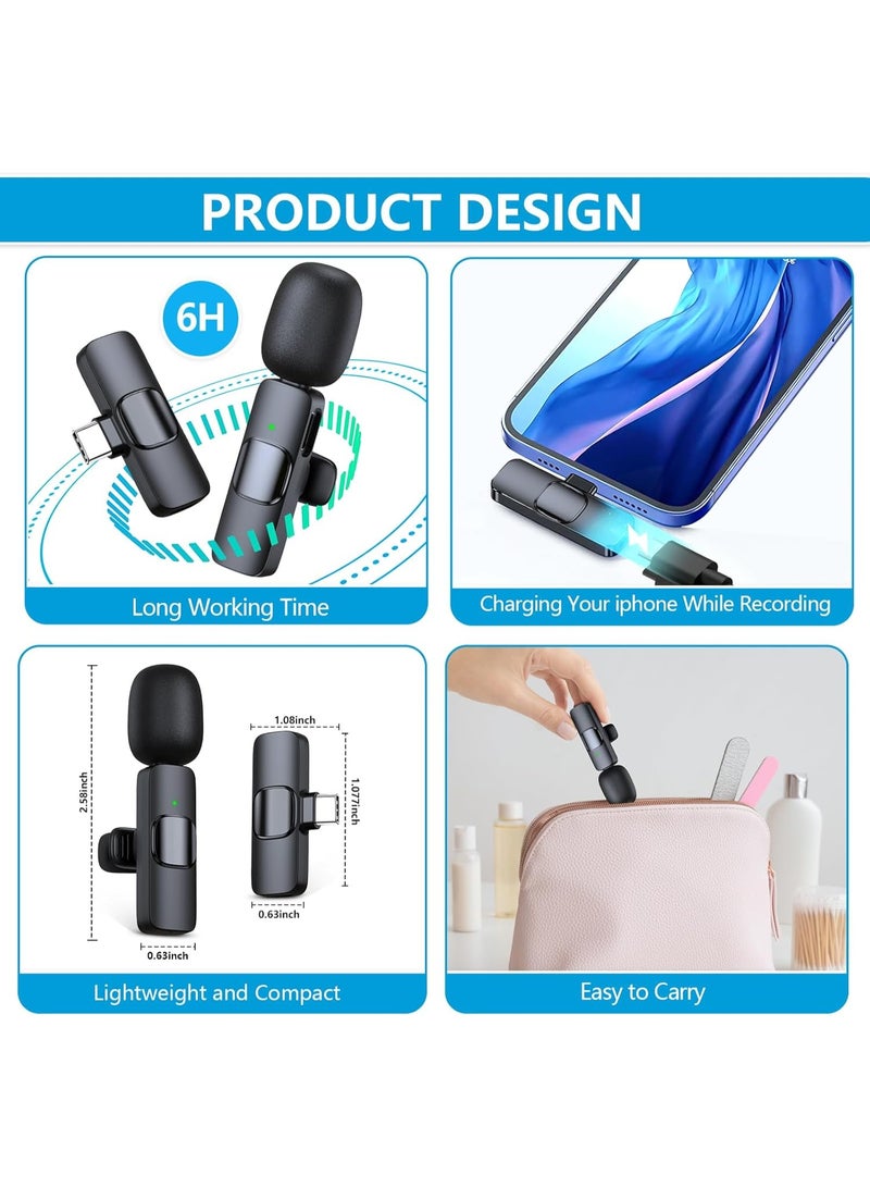 هذه المجموعة المكونة من ميكروفونات لافاليير لاسلكية متوافقة مع أجهزة iPhone وiPad وAndroid. تتميز بسهولة التوصيل والتشغيل، وزمن انتقال منخفض للغاية (2.4 جيجاهرتز)، وشريحة مدمجة لإلغاء الضوضاء، وعمر بطارية يصل إلى 8 ساعات، وقدرة تسجيل عالية الوضوح، مما يجعلها مثالية لتسجيل الفيديو والمقابلات والبودكاست ومدونات الفيديو ويوتيوب. - Image 5