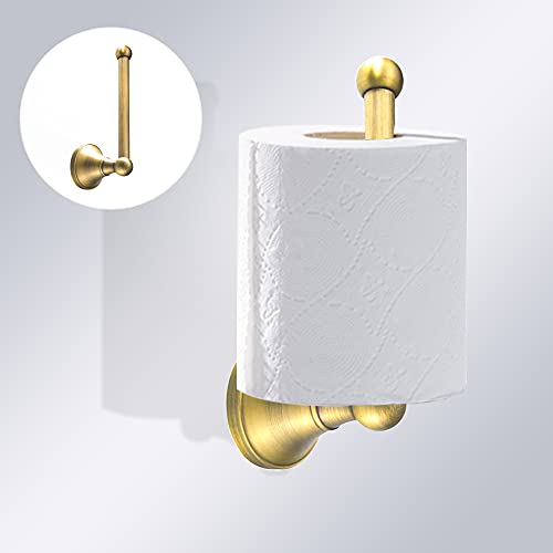 Leyden Antique Brass Toilet Paper Holder Towel Ring, Brass Hand Towel Holder Bathroom Accessories Set Retro Bathroom Hardware Tissue Toilet Roll Holder for Home or Kitchen, 2 Pieces - Image 5
