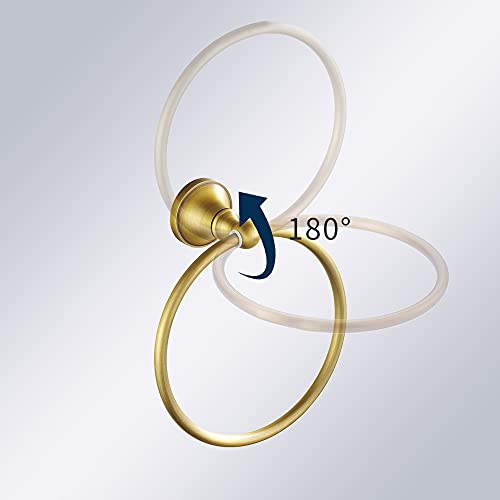 Leyden Antique Brass Toilet Paper Holder Towel Ring, Brass Hand Towel Holder Bathroom Accessories Set Retro Bathroom Hardware Tissue Toilet Roll Holder for Home or Kitchen, 2 Pieces - Image 4