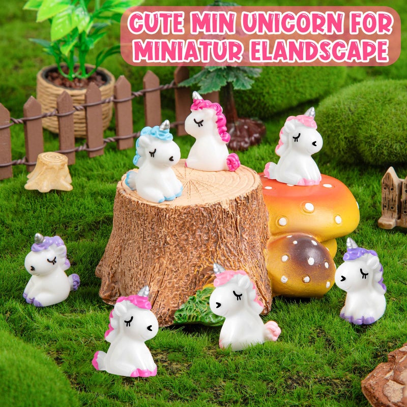 LHSYFBZ 48Pcs Mini Resin Unicorn, Miniature Unicorn Figurines, Mini Resin Animals to Hide for Garden Landscape Aquarium Dollhouse Birthday Party Room Crafts Decor - Image 3