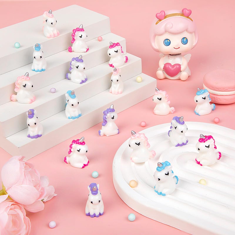 LHSYFBZ 48Pcs Mini Resin Unicorn, Miniature Unicorn Figurines, Mini Resin Animals to Hide for Garden Landscape Aquarium Dollhouse Birthday Party Room Crafts Decor - Image 2