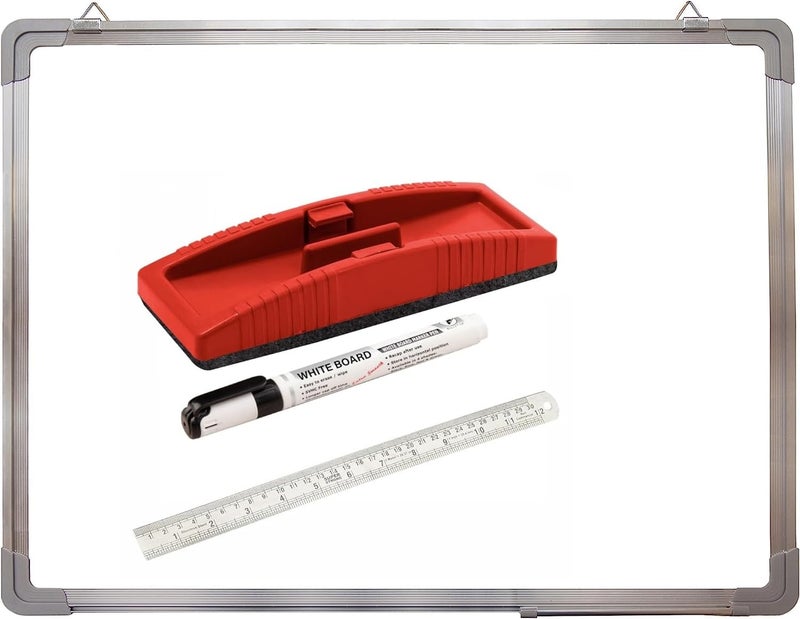 Eclet Non Magnetic 1 X 1.5 feet Double Sided White Board and Chalk Board Front Side whiteboard Marker Surface and Back Side Chalkboard Surface (1 X 1.5 feet, Pack of 1 Item) d (1 X 1.5) - Image 1