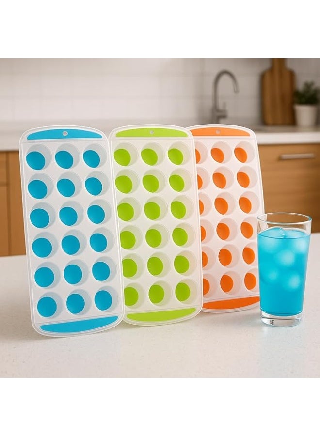 قالب ثلج سيليكون – 18 خانة دائرية، تصميم سهل الإخراج، متعدد الألوان - Image 1