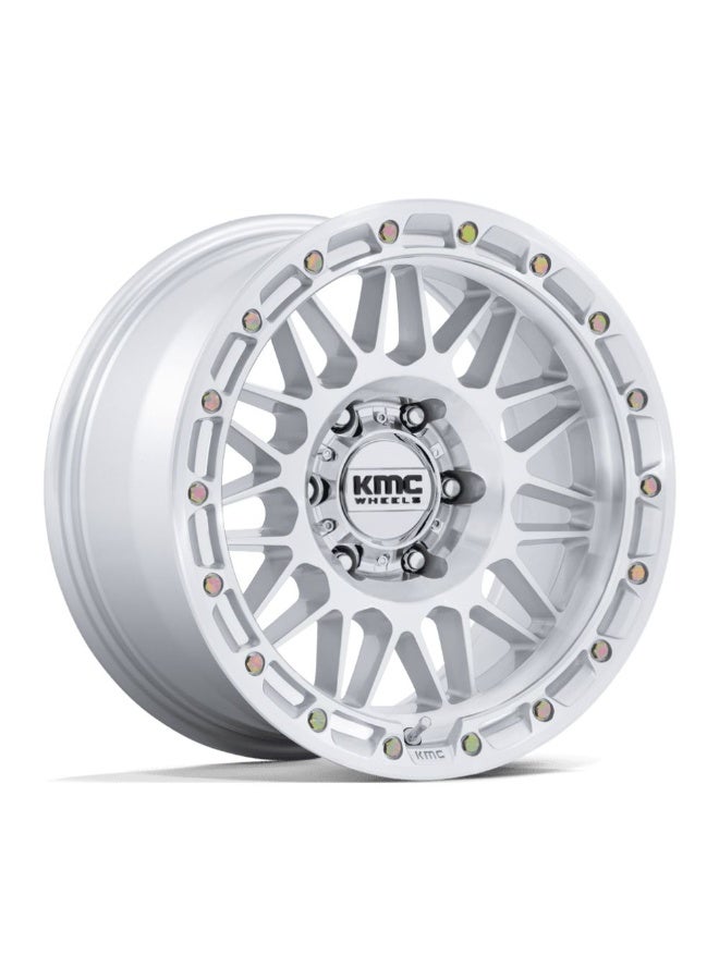 KMC KM555 ATTACK 17X8.5 6X135 ET00 CB87.1 GLOSS SILVER W/MACH FACE - Image 1