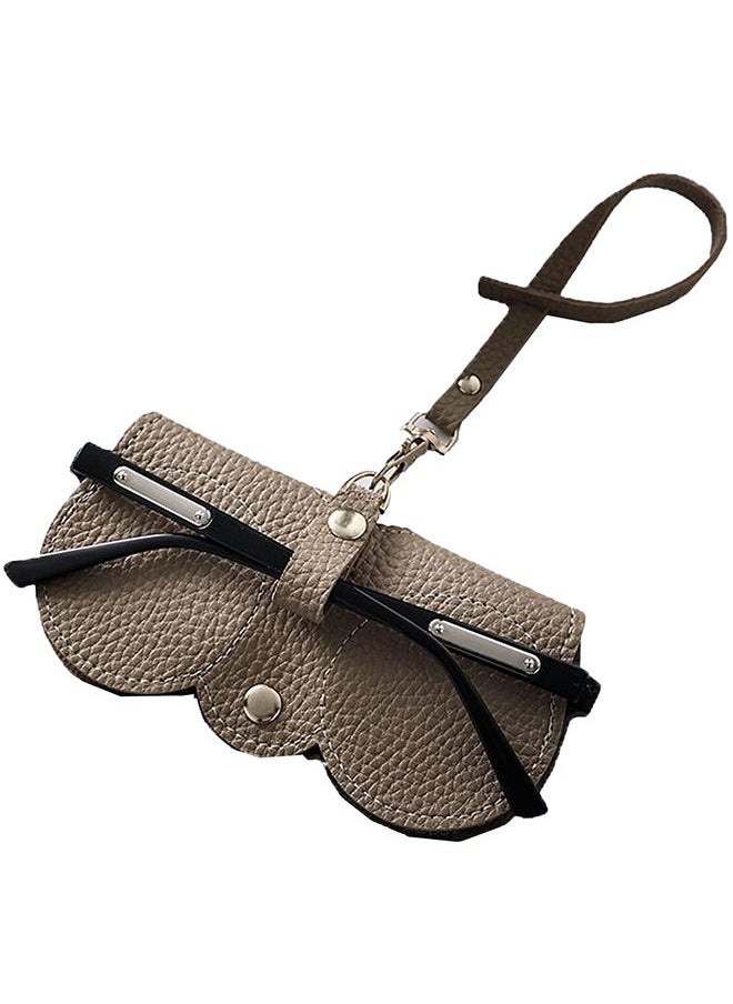 O Ozone Portable Soft Leather Sunglasses Bag Slim Travel Sunglasses Pouch Outdoor Carrying Organizer Eyeglass Bags with Wrist Strap Reading Glasses Case for Men Women-Beige  - Image 1