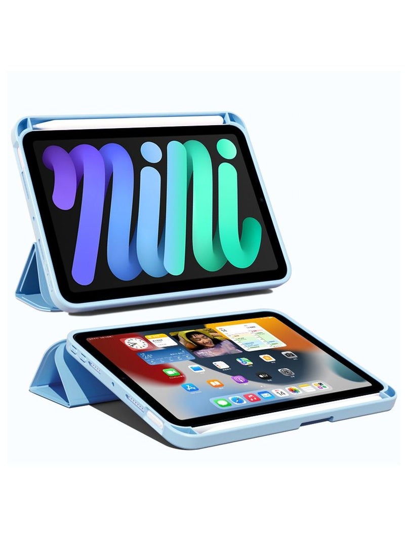 BORTONY - iPad Mini 6 Cover with Pencil Holder Silicone Smart Folding Case Compatible with Apple iPad Mini 6 2021 8.3 Inch - Image 1