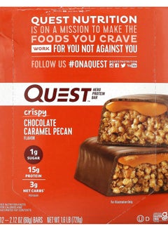 QUEST NUTRITION Hero Protein Bar Crispy Chocolate Caramel Pecan 12 Bars 2.12 oz (60 g) Each 