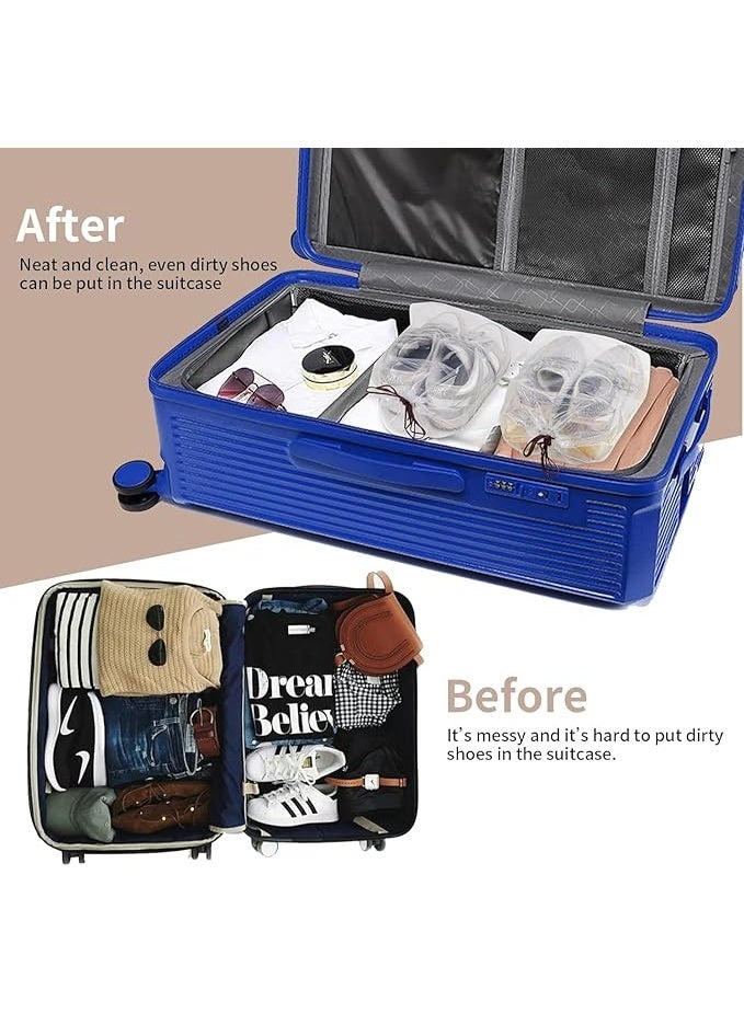 DUNISO 30 Pcs Travel Shoe Bags, Large Clear Shoes Storage Organizer with Drawstring, Transparent Travel Shoe Storage Bags for Packing，Waterproof and Dustproof，for Travel, Closet Organization, or Protecting Shoes from Dust and Dirt,Two Sizes，Clear - Image 5