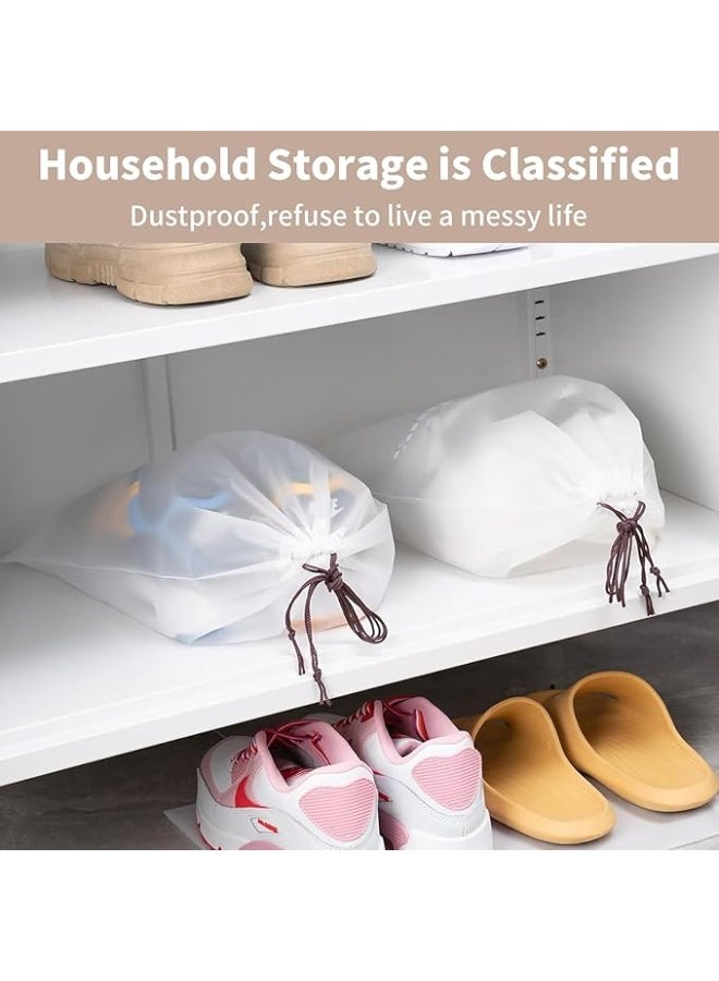 DUNISO 30 Pcs Travel Shoe Bags, Large Clear Shoes Storage Organizer with Drawstring, Transparent Travel Shoe Storage Bags for Packing，Waterproof and Dustproof，for Travel, Closet Organization, or Protecting Shoes from Dust and Dirt,Two Sizes，Clear - Image 3