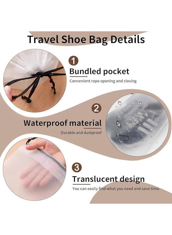 DUNISO 30 Pcs Travel Shoe Bags, Large Clear Shoes Storage Organizer with Drawstring, Transparent Travel Shoe Storage Bags for Packing，Waterproof and Dustproof，for Travel, Closet Organization, or Protecting Shoes from Dust and Dirt,Two Sizes，Clear - Image 4