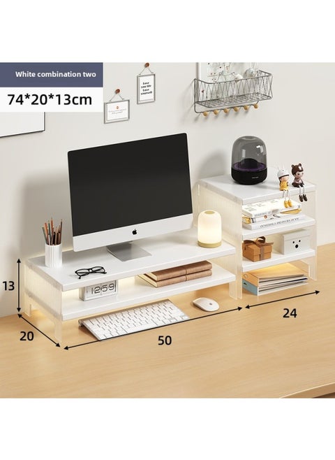 Station Computer Rack Laptop Portable Computer Bracket Desktop Display Pad High Storage Rack Storage Rack-Color:Combination-Storage Cabinet Suspension Acrylic-White [Double Layer]]