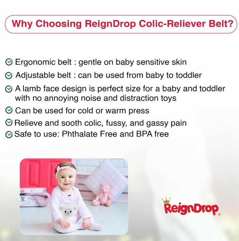 ReignDrop Colic Relief for Newborns – Gas Relief Set with Belly Band, Gel Pack, Storage Bag – Soothing Calming Warm or Cold Compression Baby Belly Belt (Lamb Gel Pack) - Image 5
