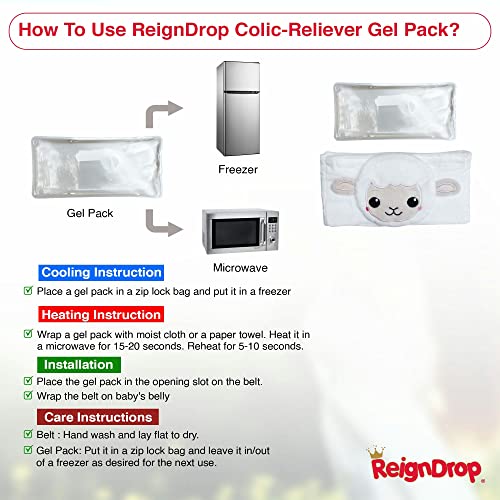ReignDrop Colic Relief for Newborns – Gas Relief Set with Belly Band, Gel Pack, Storage Bag – Soothing Calming Warm or Cold Compression Baby Belly Belt (Lamb Gel Pack) - Image 4