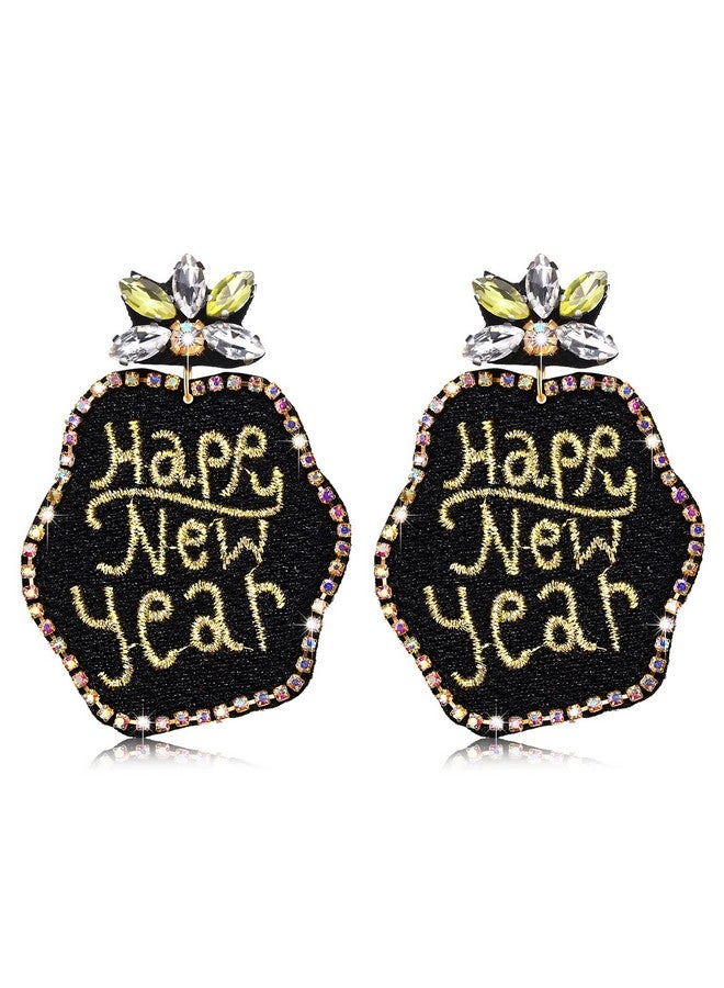 سيالكسهيني أقراط رأس السنة الجديدة من أحجار الراين وأقراط ناي للنساء أقراط أنيقة للعطلات إكسسوارات حفلات الأعياد هدايا مجوهرات (عام جديد سعيد) - Image 5