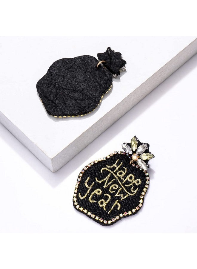 سيالكسهيني أقراط رأس السنة الجديدة من أحجار الراين وأقراط ناي للنساء أقراط أنيقة للعطلات إكسسوارات حفلات الأعياد هدايا مجوهرات (عام جديد سعيد) - Image 4