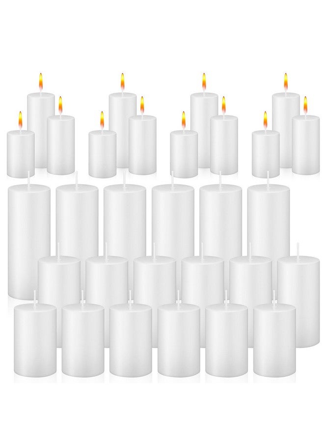 Mtlee MTLEE 18 Pcs White Pillar Candles Long Burning Candles Bulk Unscented Candles for Wedding Church Party Spa Lantern Fireplace Restaurants Home Household Decor 2 x 3 Inch, 2 x 4 Inch, 2 x 5 Inch  - Image 1