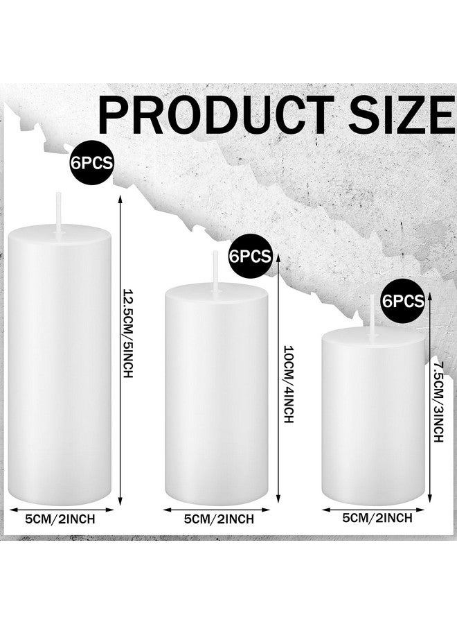 Mtlee MTLEE 18 Pcs White Pillar Candles Long Burning Candles Bulk Unscented Candles for Wedding Church Party Spa Lantern Fireplace Restaurants Home Household Decor 2 x 3 Inch, 2 x 4 Inch, 2 x 5 Inch  - Image 2