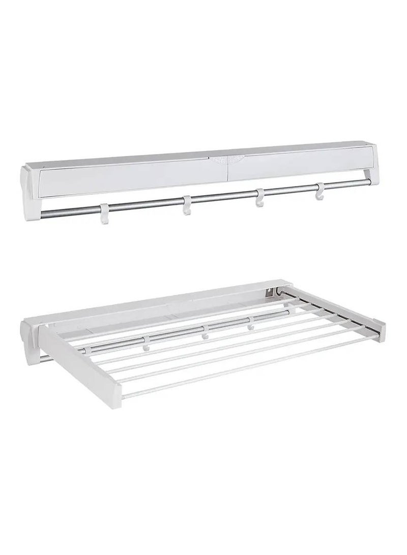دراي رف تجفيف الغسيل قابل للسحب مثبت على الحائط (80 سم أبيض) - Image 1