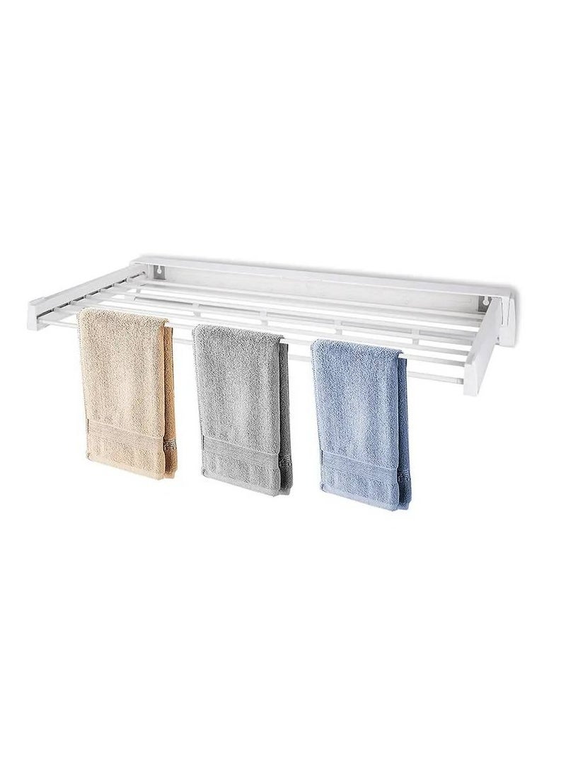 دراي رف تجفيف الغسيل قابل للسحب مثبت على الحائط (80 سم أبيض) - Image 3