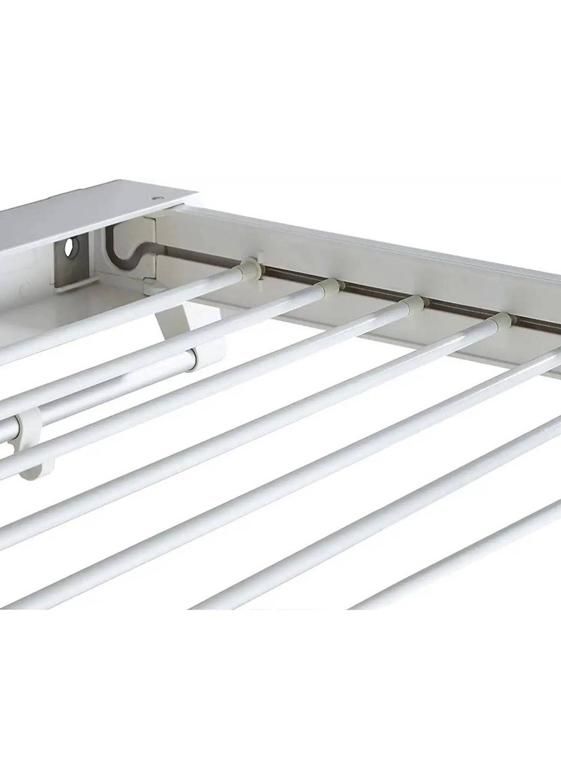 دراي رف تجفيف الغسيل قابل للسحب مثبت على الحائط (80 سم أبيض) - Image 5