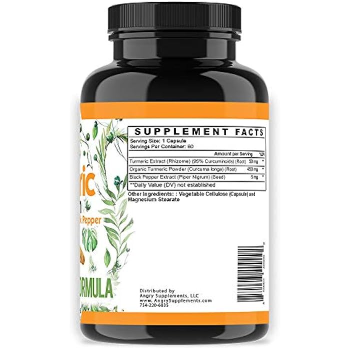 Angry Supplements Vegan Turmeric Curcumin with Black Pepper Extract (60 Veggie Capsules-2 Month Supply), 95% Curcuminoids - All Natural Powerful Antioxidant for Joint Support and Relief (1-Bottle) - Image 4