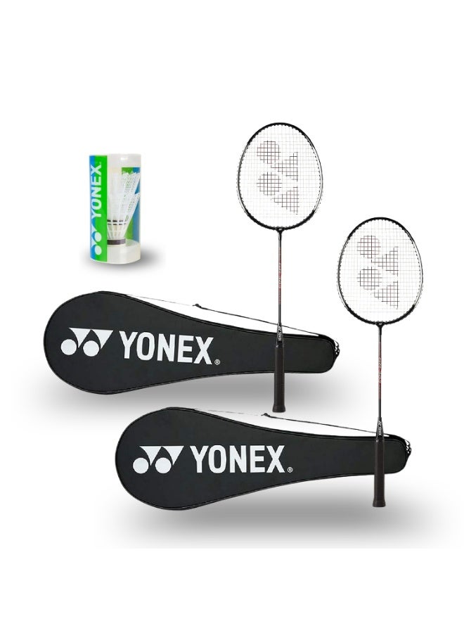 Yonex GR 303 -2-Player Badminton Set with 2 shuttle cock | Includes 2 Aluminum Rackets, 2 Carry Bag, Shuttle cock| Lightweight & Durable | Ideal for Beginners & Recreational Play - Image 1