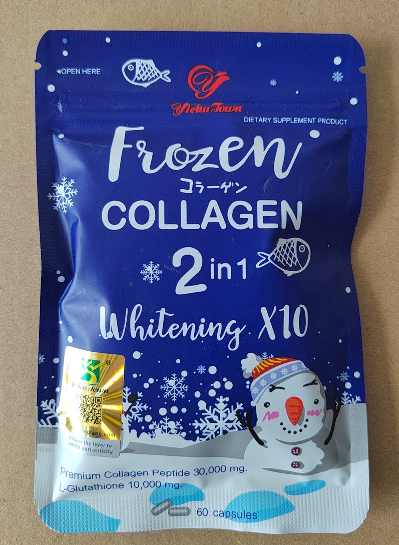 Wins Town Frozen Collagen 2in1whitening 10X Premium Collagen Peptide30000 Mg L-Glutathione 10000 Mg 60 Capsule  - Image 1