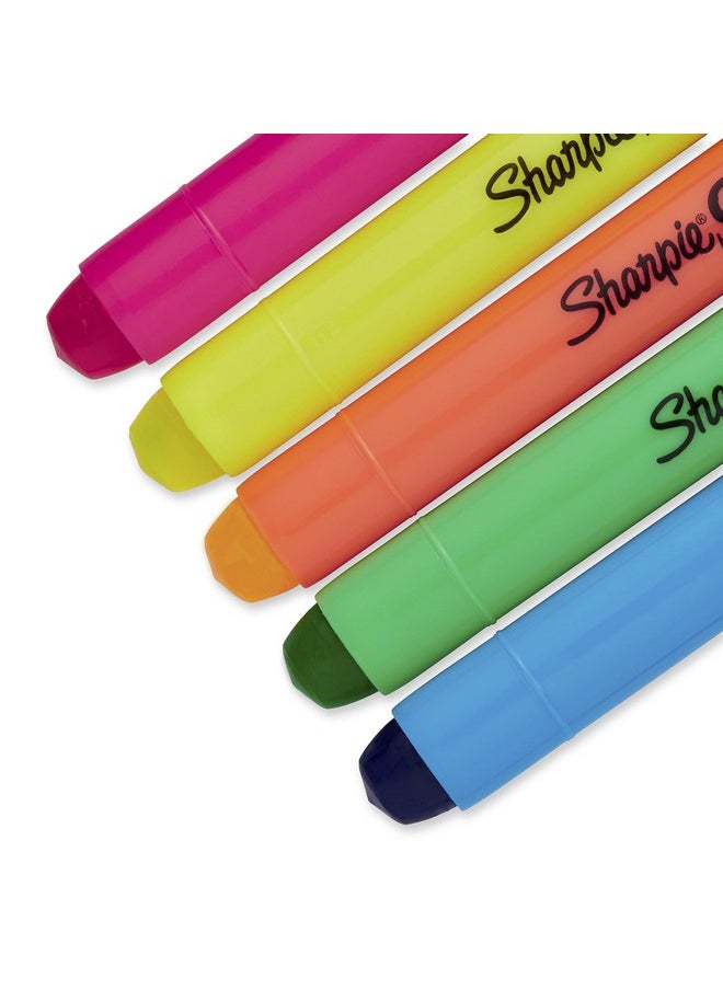 Sharpie - SHARPIE Gel Highlighters, Bullet Tip, Assorted Fluorescent Colors, 5 Count Pack, Smear and Bleed Resistant, Long-lasting and Uncapable - Image 1