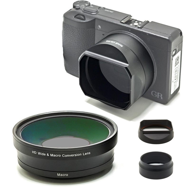 FotoZ Conversion Lens for Ricoh GR III GR III HDF 49mm 075x Wide Angle Macro 2 in 1 with Lens Hood Filter Adapter Replaces GA1 - Image 2