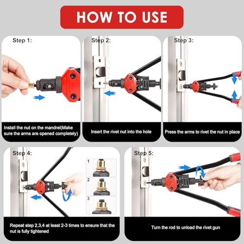 WETOLS أداة تثبيت المسامير WETOLS 16"، مجموعة أدوات احترافية مع 11 رأس قياس متري وبوصة M3 M4 M5 M6 M8 M10 M12، 10-24، 1/4-20، 5/16-18، 3/8-16، 110 قطعة من المسامير وحقيبة حمل - WE-889 - Image 3