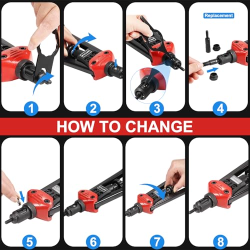 WETOLS أداة تثبيت المسامير WETOLS 16"، مجموعة أدوات احترافية مع 11 رأس قياس متري وبوصة M3 M4 M5 M6 M8 M10 M12، 10-24، 1/4-20، 5/16-18، 3/8-16، 110 قطعة من المسامير وحقيبة حمل - WE-889 - Image 4