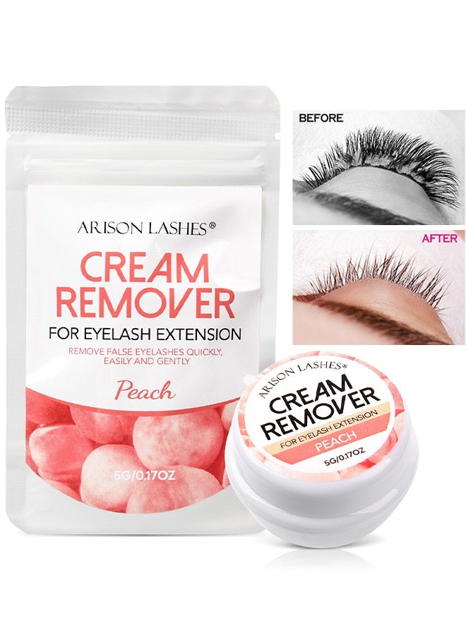 ARISON LASHES Eyelash Extension Remover Cream 5G, Lash Extension Remover Dissolves Powerful For Lash Extensions Lash Glue Remover Low Irritation For Sensitive Skin, Lash Clusters Cream Lash Glue Remover (Peach) - Image 1