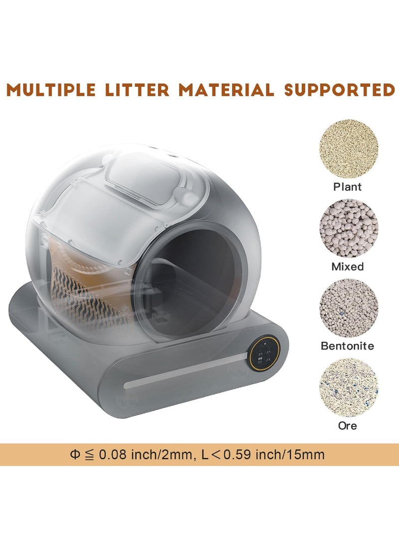 Rock Pow Self Cleaning Cat Litter Box, Upgraded Automatic Cat Litter Box 65L+ 9L Extra Large Capacity Automatic, APP Control/Odor Removal/Safety Protection/Low Noise Litter Box (White)  - Image 5