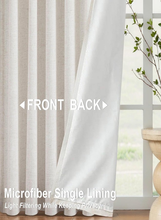 Vision Home Natural Pinch Pleated Semi Sheer Curtains with Lined 90 inch Textured Linen Blended Light Filtering Pleat Drapes for Living Room Bedroom Back Tabs with Hooks 2 Panels 40" Wx90 L - Image 2