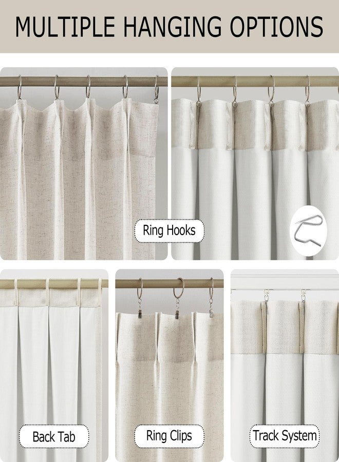 Vision Home Natural Pinch Pleated Semi Sheer Curtains with Lined 90 inch Textured Linen Blended Light Filtering Pleat Drapes for Living Room Bedroom Back Tabs with Hooks 2 Panels 40" Wx90 L - Image 3