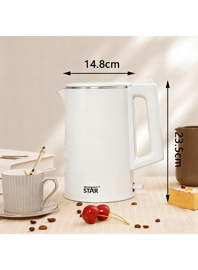 Winning Star Rapid Boil 1.7L Electric Kettle, Quiet 1500W Heating, Stainless Steel with Auto Shut-Off & Dry Protection, Cool-Grip Handle, Easy-Pour Spout for Home and Office, White Color - Image 2