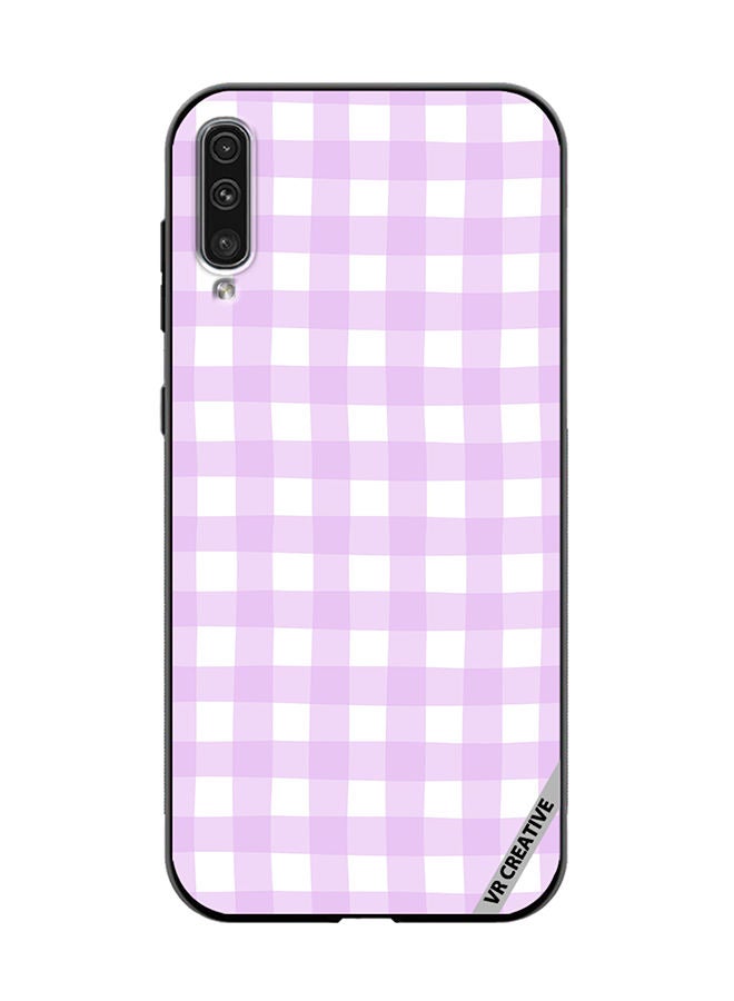 VR CREATIVE غطاء حماية لجهاز سامسونج جالكسي A70/A70s بتصميم نمط مربعات كلاسيكي بنفسجي متعدد الألوان - Image 1