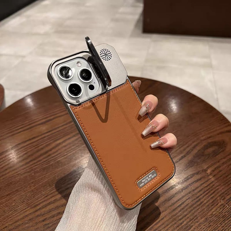 غطاء MagSafe بملمس باللون برتقالي مغناطيسي بوظيفة حامل جلد لـ iPhone 13 مع مغناطيس قوي وحامل قائم مع تصميم بدون إطار مع مقاوم للخدش للاستخدام الداخلي للرحلات اليومية - Image 1