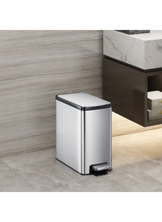 DANUBE HOME EKO 5L Edison Slim Step Bin – Space-Saving Stainless Steel Pedal Trash Can with Soft Close Lid for Kitchen, Bathroom, Office, Bedroom – Modern Waste Bin  - Image 1