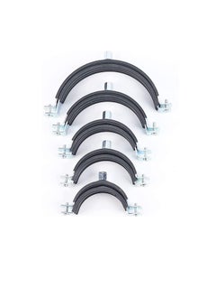 Heavy Duty Adjustable Two-screw Pipe Galvanized Iron (GI) Clamp with Rubber Lined or Unlined for Wall Ceiling Mount Pipe Supports, Split Ring Hanger (6 Inch, Pack of 5)