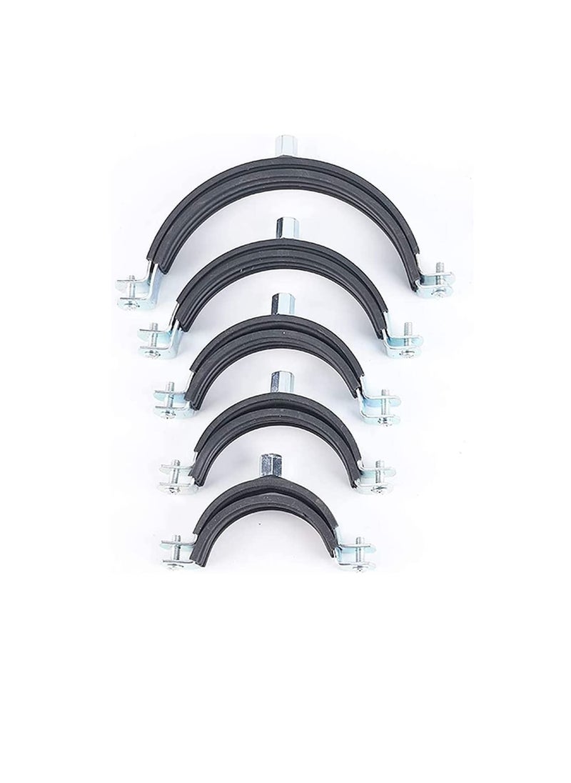 Generic - Heavy Duty Adjustable Two-screw Pipe Galvanized Iron (GI) Clamp with Rubber Lined or Unlined for Wall Ceiling Mount Pipe Supports, Split Ring Hanger (6 Inch, Pack of 5) - Image 1