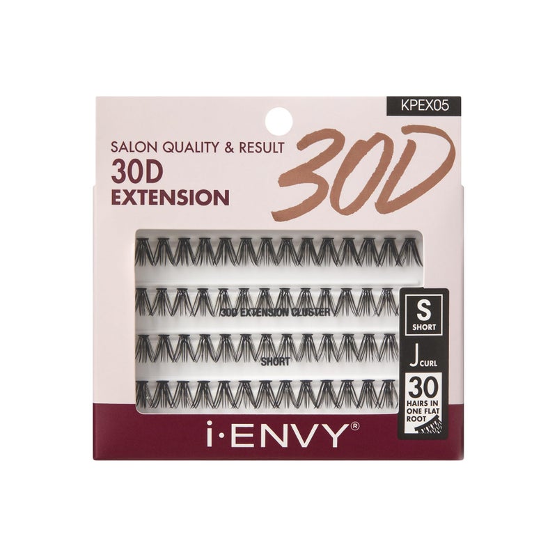iEnvy iâ€¢ENVY 30D Extension Cluster Individual Lashes, Easy to Apply, Flat Tapered-End Root, Pre-Fanned Volume Lashes, J Curl with Soft Fiber, Quick Application for Salon Quality & Result (Short-56Clusters) - Image 1