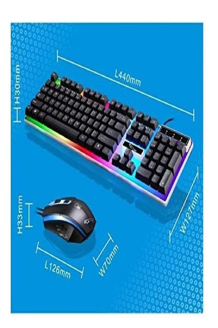 مجموعة لوحة مفاتيح وماوس للألعاب بإضاءة خلفية RGB - سلكية، ذات ملمس ميكانيكي، وإضاءة خلفية LED، وتصميم مريح - Image 2