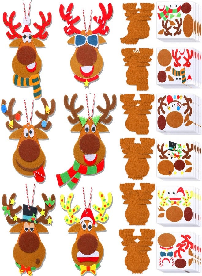 Poen 36 Pcs Christmas Felt Crafts for Boys Girls Christmas Elk Reindeer Ornaments Felt Crafts Kit Holiday DIY Art Craft for Xmas Tree Party Decoration Supplies - Image 1