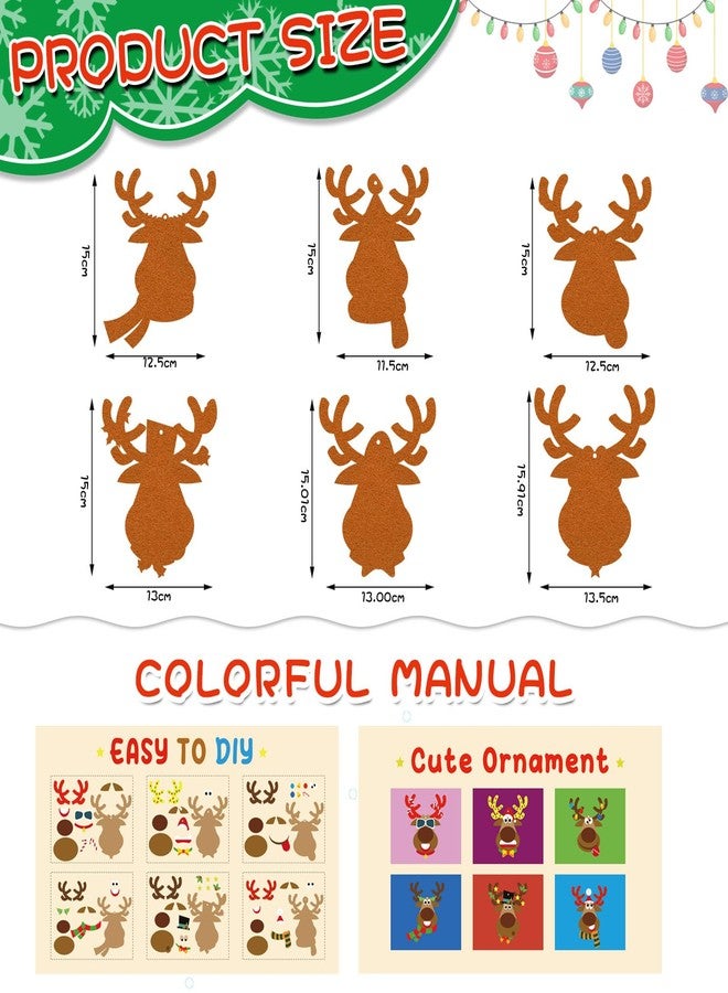 Poen 36 Pcs Christmas Felt Crafts for Boys Girls Christmas Elk Reindeer Ornaments Felt Crafts Kit Holiday DIY Art Craft for Xmas Tree Party Decoration Supplies - Image 2