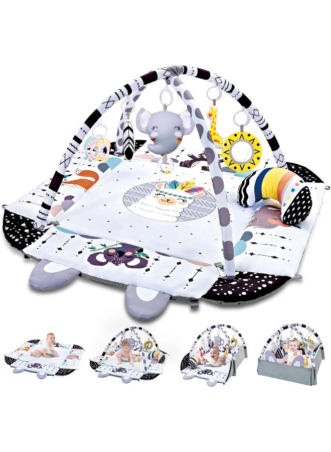 TFDER 7-in-1 Baby Play Gym, Infant Non-Slip Activity Blanket, Crawling Mat with Play Arch and Sensory Toys - Image 1