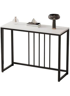 AGD Entryway Console Table, Narrow MDF Side Table, Stainless Steel Frame and Bases, Table for Hallway and Living Room, White  - Image 3