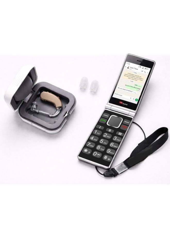 تي تي فون هاتف TTfone TT990 قابل للطي بتقنية 4G ونظام Android 14 (بدون خدمات Google)، مع واتساب، شاشة لمس 3.5 بوصة، زر SOS للطوارئ، أزرار كبيرة، وذاكرة 64 جيجابايت - Image 3